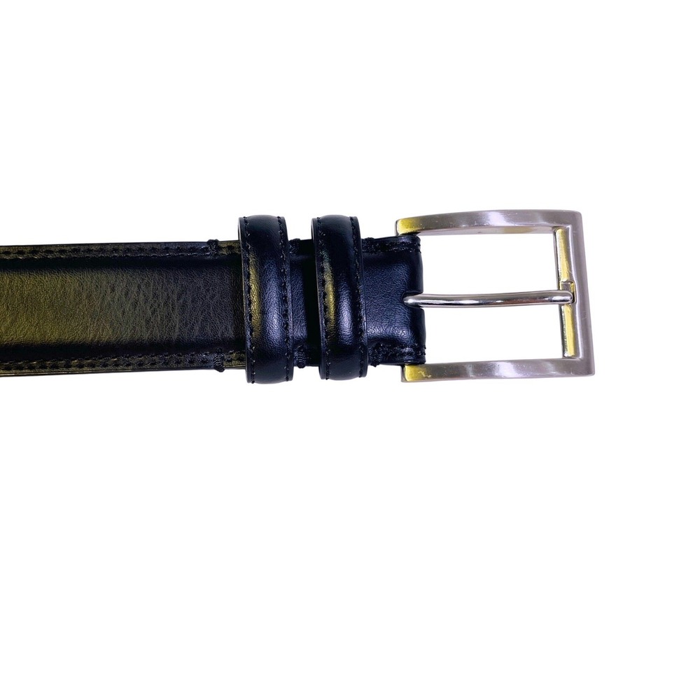 Leather Belt Black Men's 52 Silver Buckle Professional 1.25" Wide Beautiful